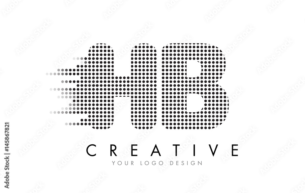 HB H B Letter Logo with Black Dots and Trails.