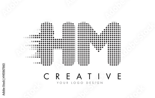 HM H M Letter Logo with Black Dots and Trails.