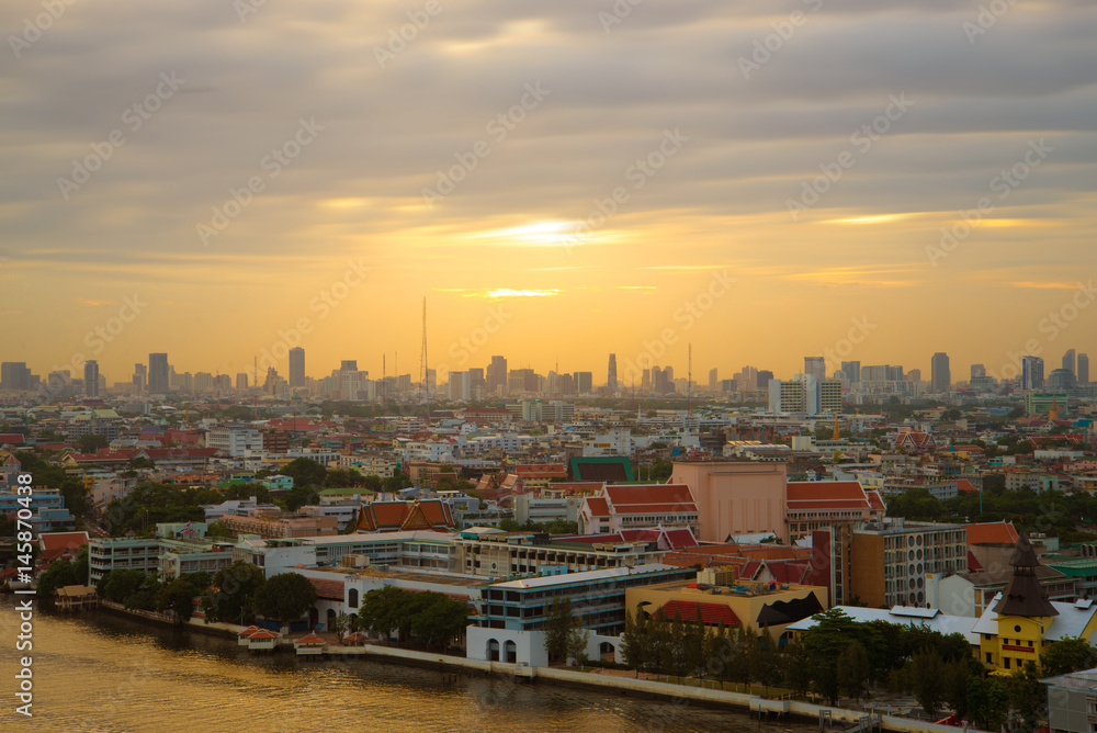Bangkok city skyline business district and landmark.