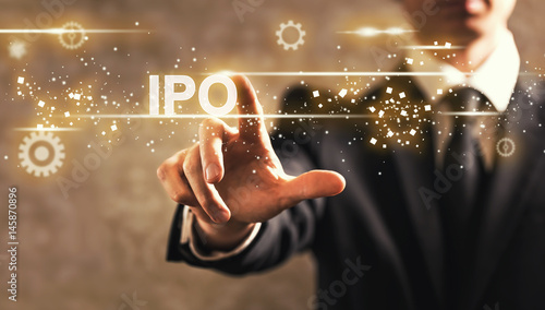 IPO text with businessman photo