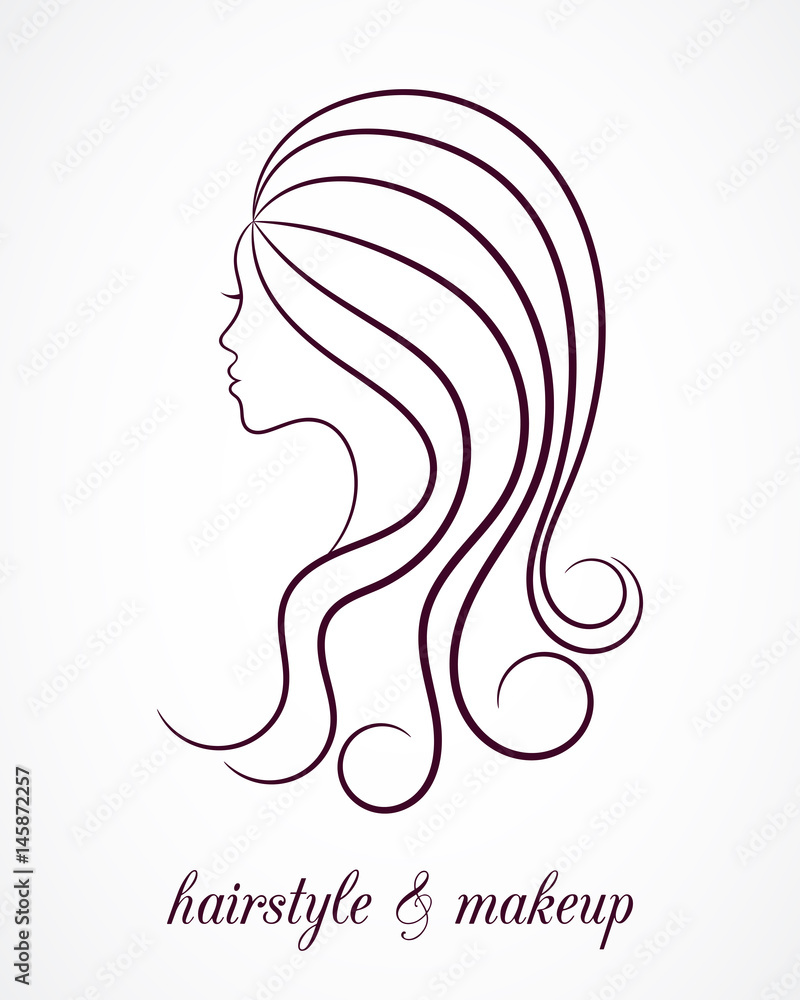 Female contour profile for beauty salon logo