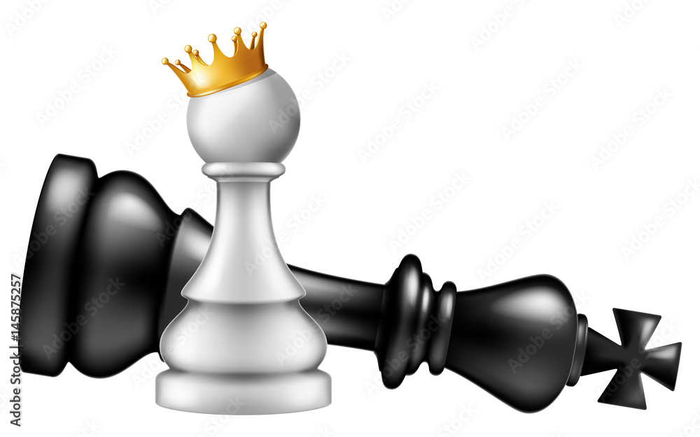 Pawn takes King, vector illustration. Stock Vector | Adobe Stock