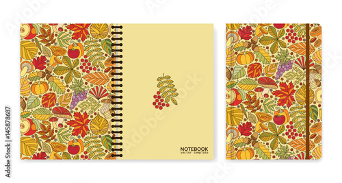 Cover design for notebooks or scrapbooks with autumn pattern