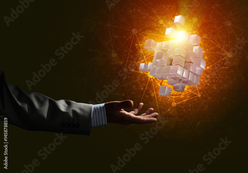 Canvas Print Idea of new technologies and integration presented by cube figure