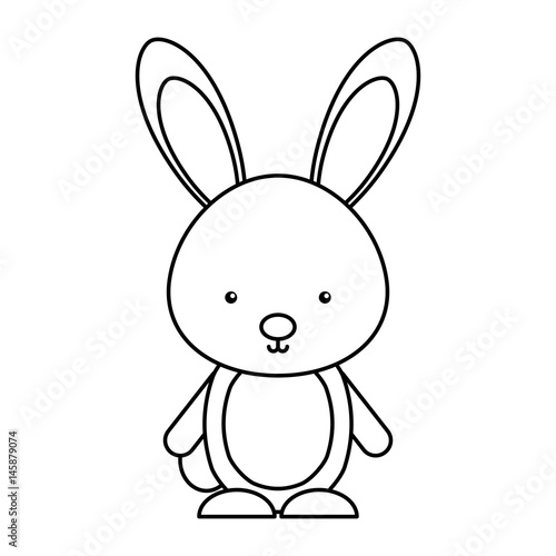 cute rabbit woodland animal vector illustration design