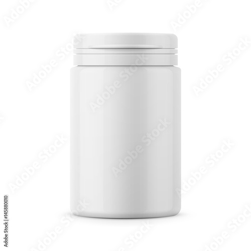 White plastic tablet bottle template.