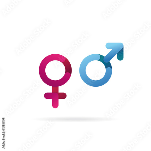 Gender symbol. Sex icons. Pink and blue isolated vector.
