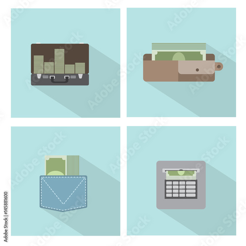 Vector illustration consisting of four images in the form of money