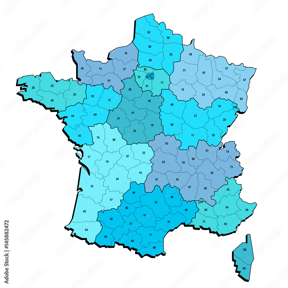 Carte De France M Tropolitaine Et Corse R Gions Et D Partements Stock Vector Adobe Stock