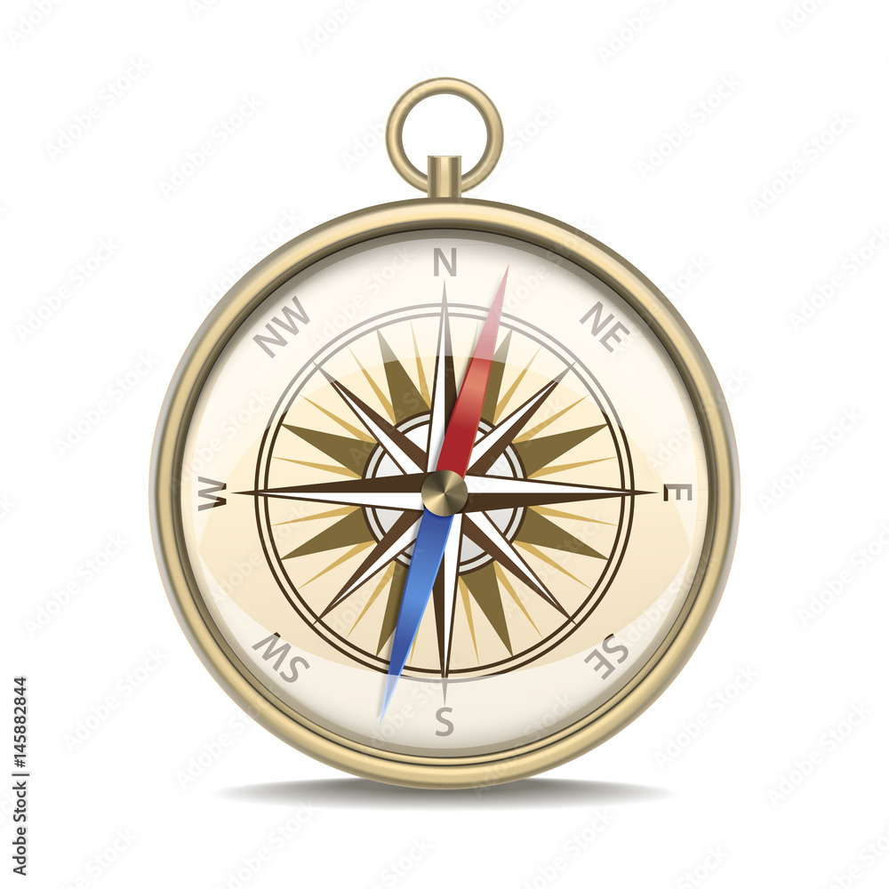 Realistic Detailed Compass with Windrose. Vector Realistic Detailed Compass with Windrose. Vector