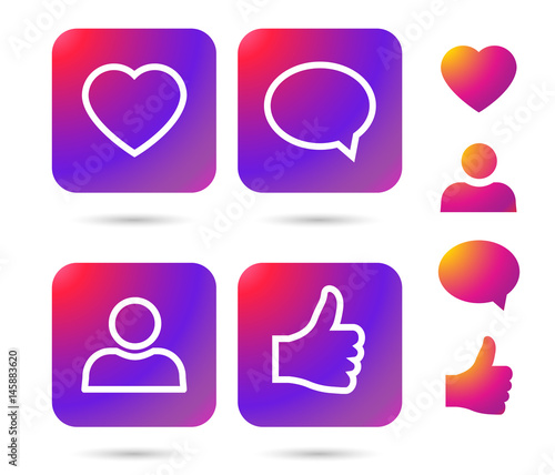 Color gradient icon template. illustration on white background for your social media app design project and other.