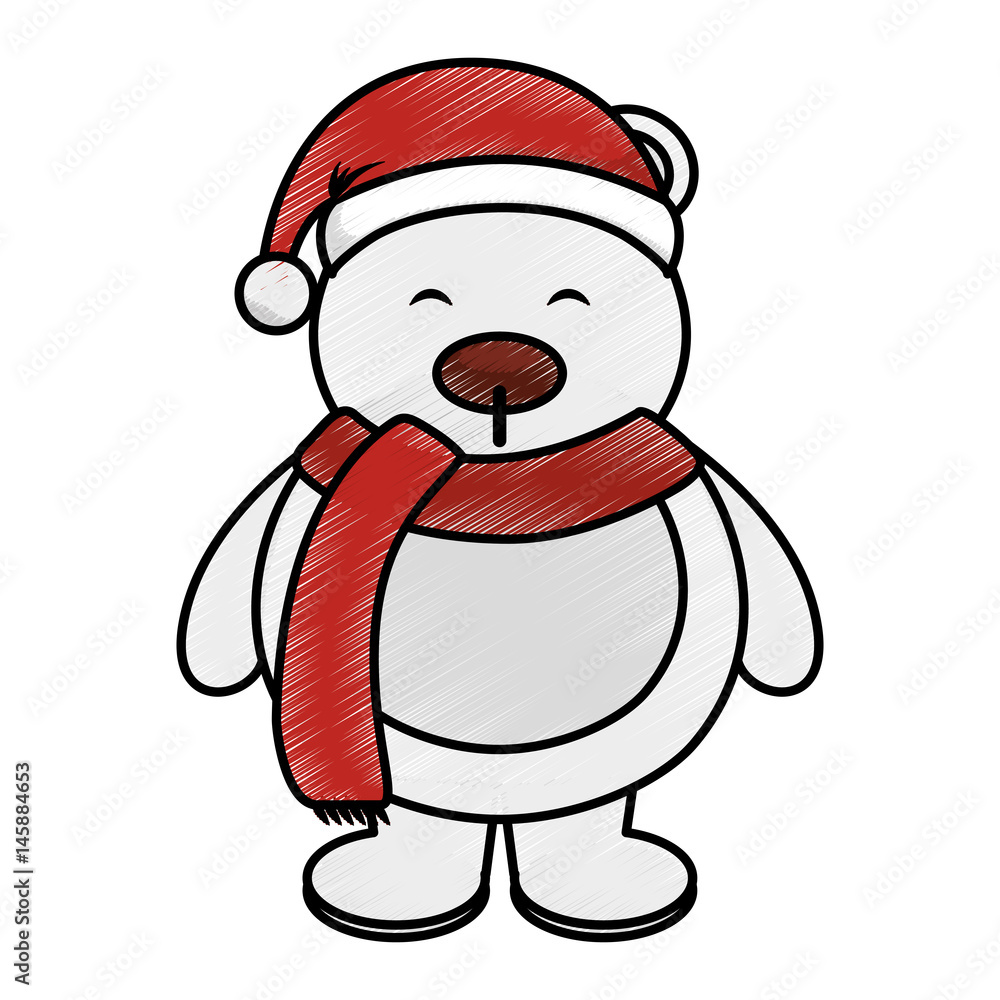 polar bear with winter hat vector illustration design