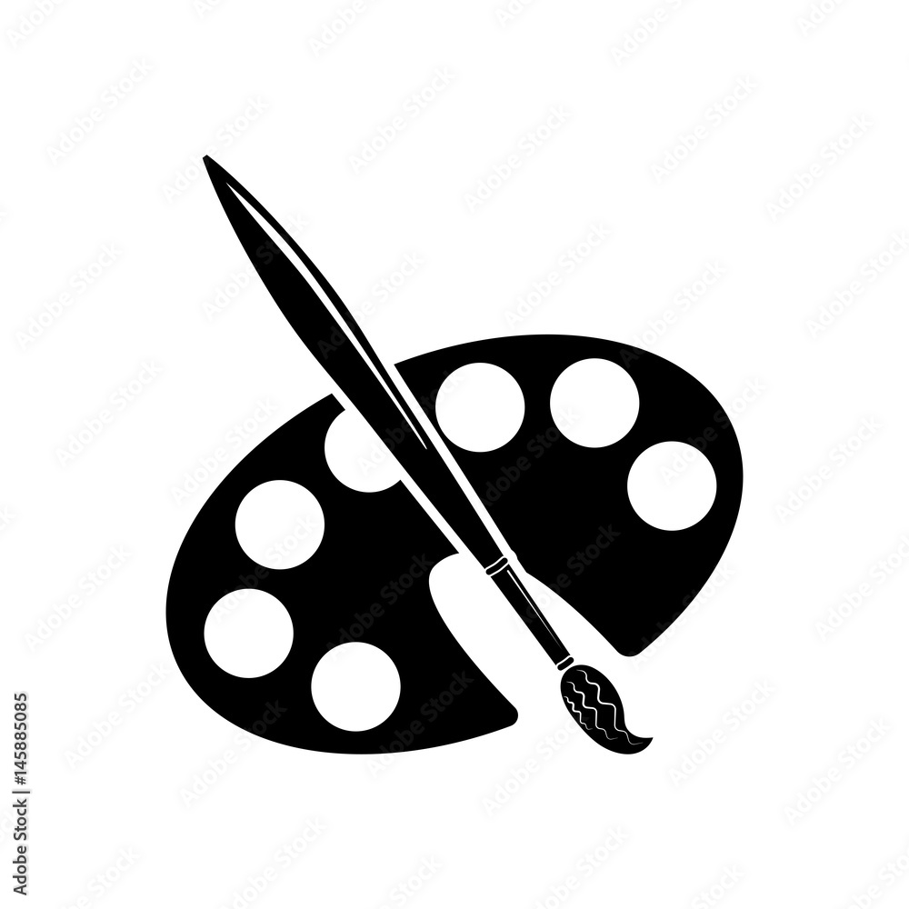 Pictogram paint brush icon. Black icon on white background. Pictogram paint brush icon. Black icon on white background.