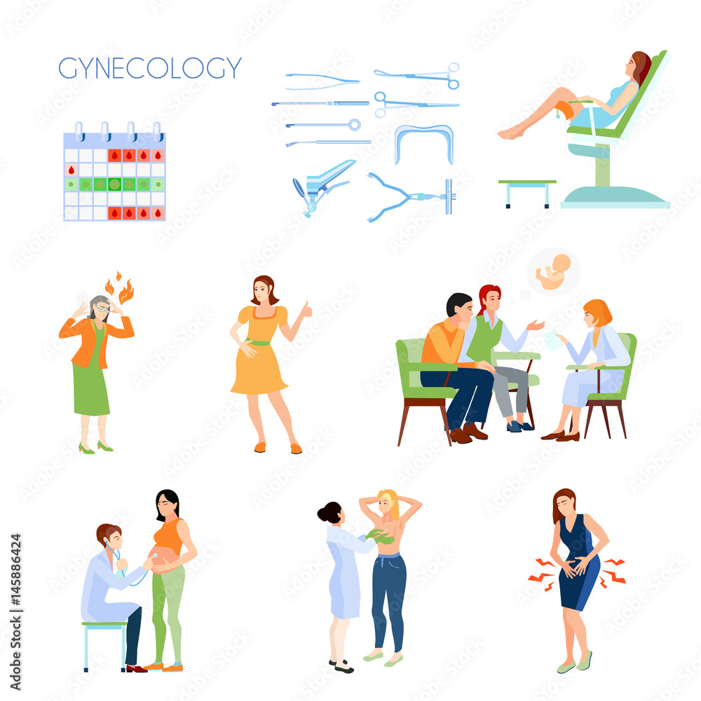 Gynecology Flat Icon Set Gynecology Flat Icon Set