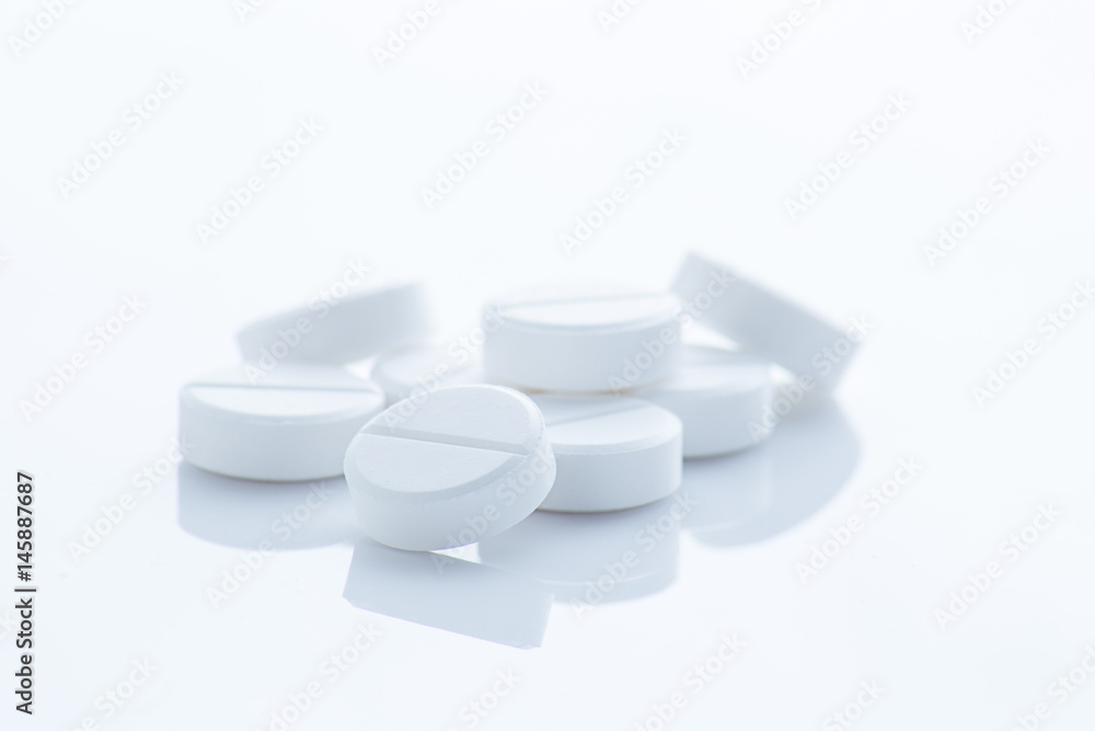 White pills on White background White pills on White background