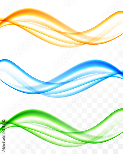 Abstract soft wavy light lines set