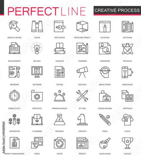 Creative process thin line web icons set. Outline icon design.