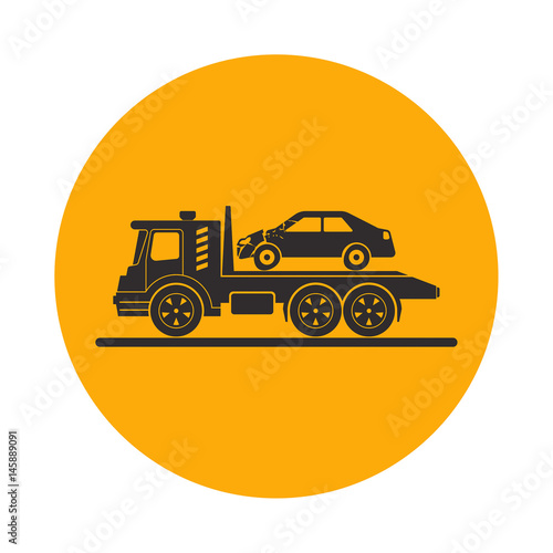 Tow truck with broken car