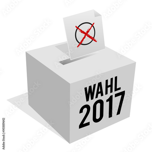 Bundestagswahl 2017 - Wahlurne mit Stimmzettel. Eps10. photo