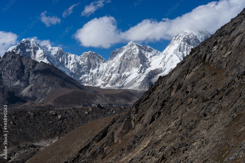 Himalaya mountain landscape from top of Kongma la pass, Everest region, Nepal