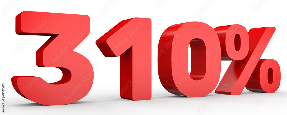 Three hundred and ten percent. 310 %. 3d illustration. Three hundred and ten percent. 310 %. 3d illustration.