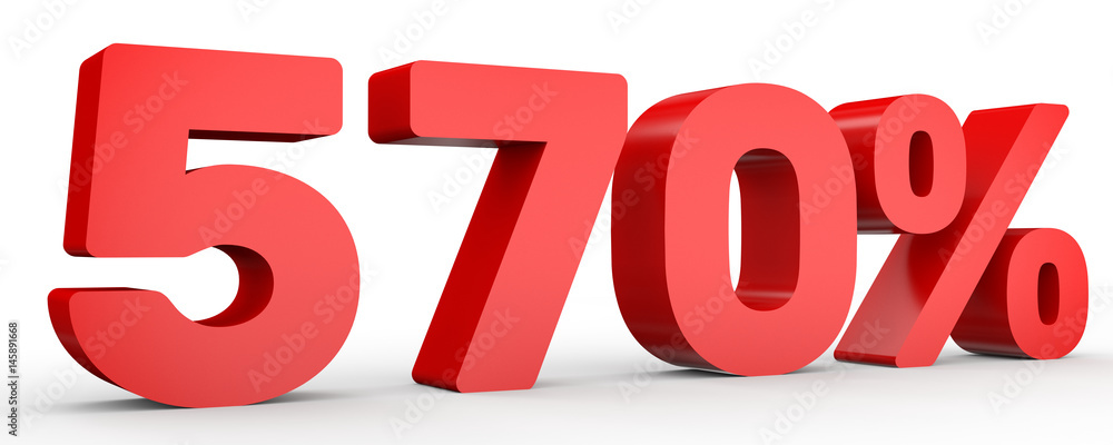 Five hundred and seventy percent. 570 %. 3d illustration. Five hundred and seventy percent. 570 %. 3d illustration.