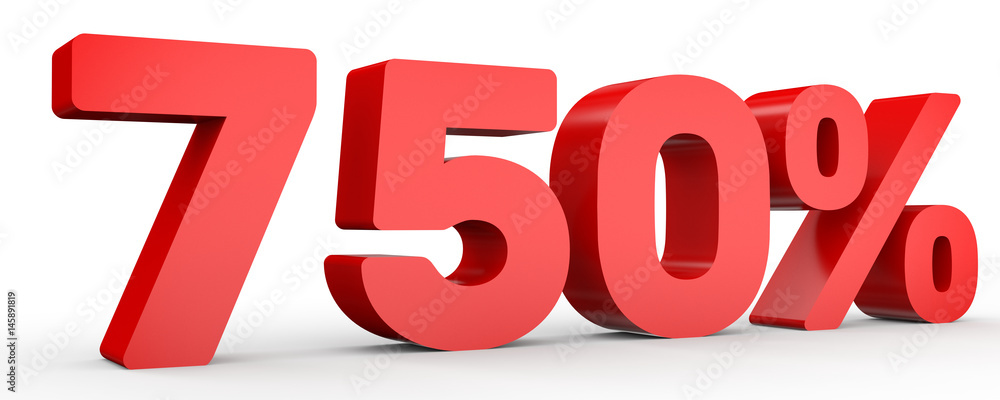 Seven hundred and fifty percent. 750 %. 3d illustration. Seven hundred and fifty percent. 750 %. 3d illustration.