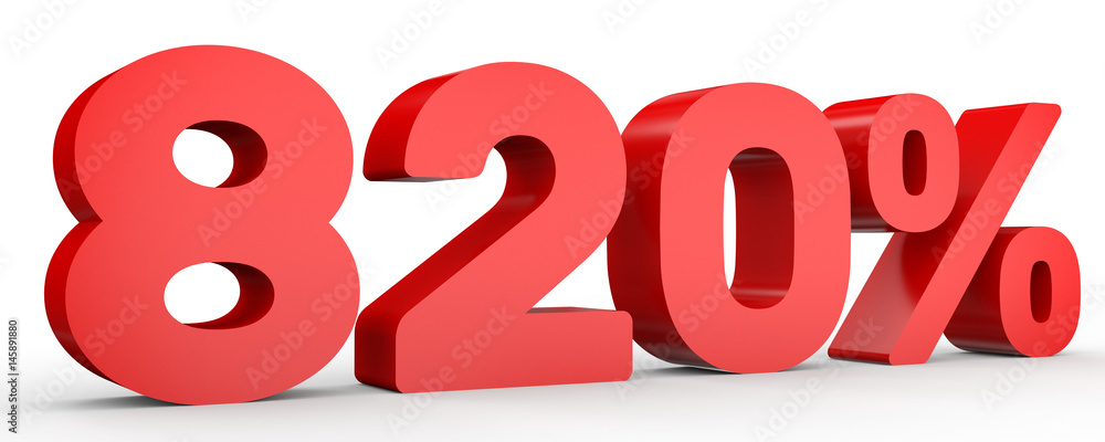 Eight hundred and twenty percent. 820 %. 3d illustration. Eight hundred and twenty percent. 820 %. 3d illustration.