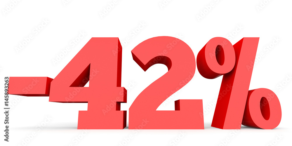 Minus forty two percent. Discount 42 %. Minus forty two percent. Discount 42 %.