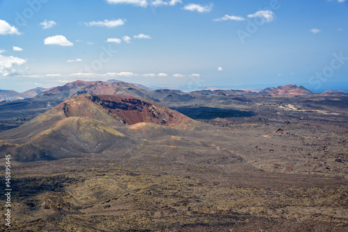 Volcanic landscape of Timanfaya National Park in Lanzarote, Canary Islands, Spain
