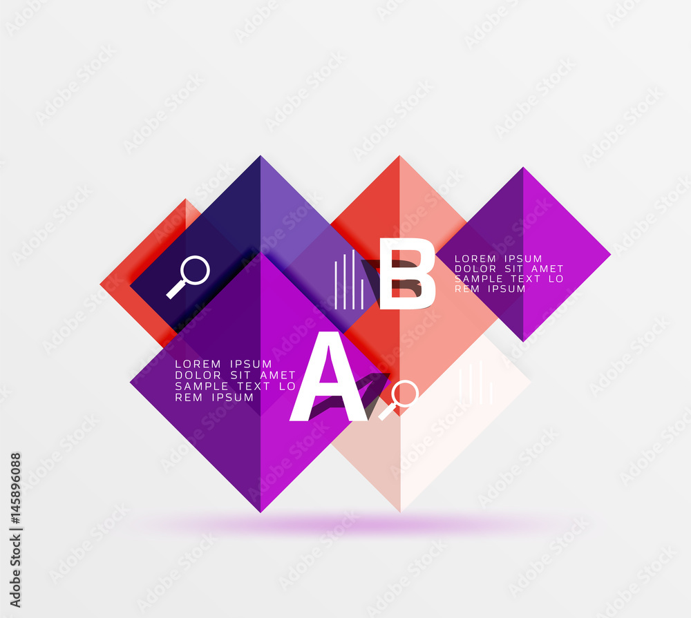 Glossy squares with text, abstract geometric design concept Glossy squares with text, abstract geometric design concept