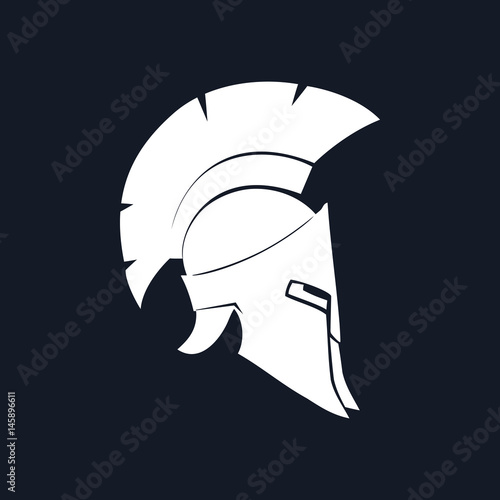 Antiques Roman Helmet, Silhouette Greek Helmet for Head Protection Soldiers with a Crest of Feathers or Horsehair with Slits for the Eyes and Mouth, Black and White Vector Illustration