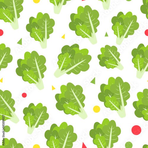 Seamless lettuce background. Flat design.  Can be used for wallpaper, web page background, surface textures.