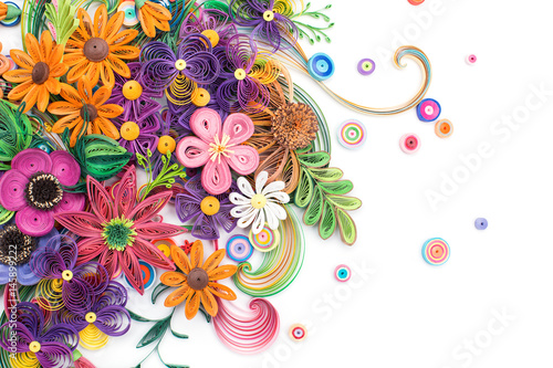 Beautiful flowers made in quilling art