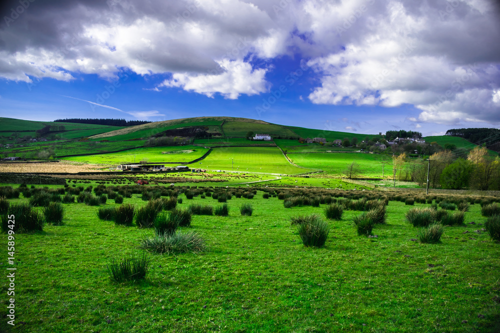 Stunning view at Pendle Hill Area At Springtime