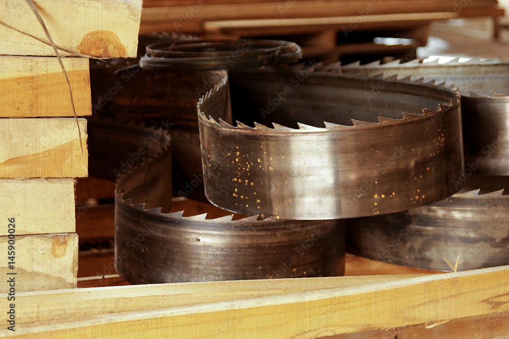 Saw lay down in the wood factory Saw lay down in the wood factory