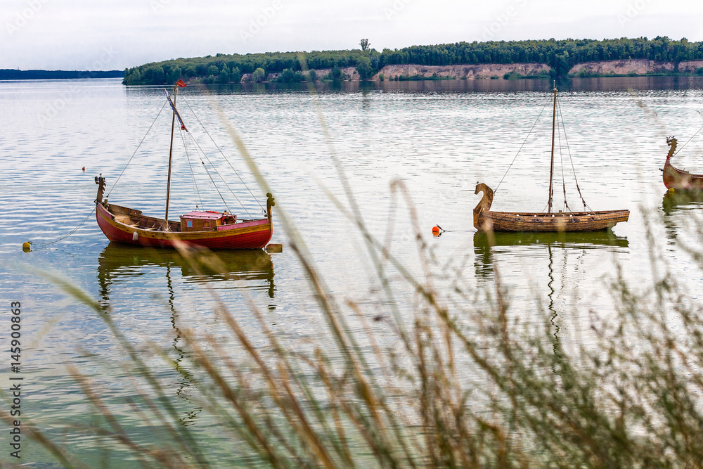 Fototapeta premium Evening landscape on the river Usa, tributary of the Volga.