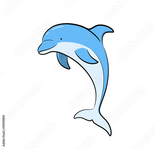 Dolphin Vector Cartoon, a hand drawn vector cartoon illustration of a cute dolphin in full color.