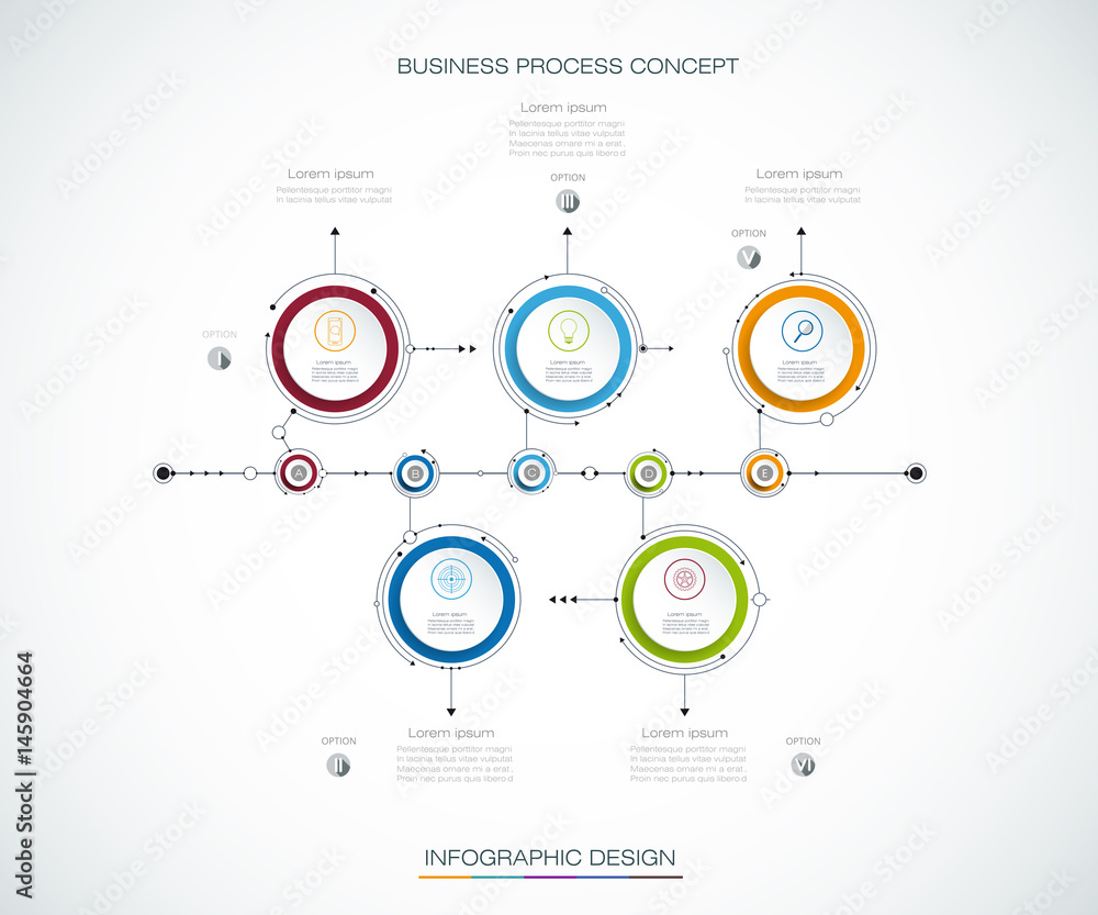 Vector infographics timeline design template with 3D paper label, integrated circles background. Blank space for content, business, infographic, diagram, flowchart, process diagram, time line Vector infographics timeline design template with 3D paper label, integrated circles background. Blank space for content, business, infographic, diagram, flowchart, process diagram, time line