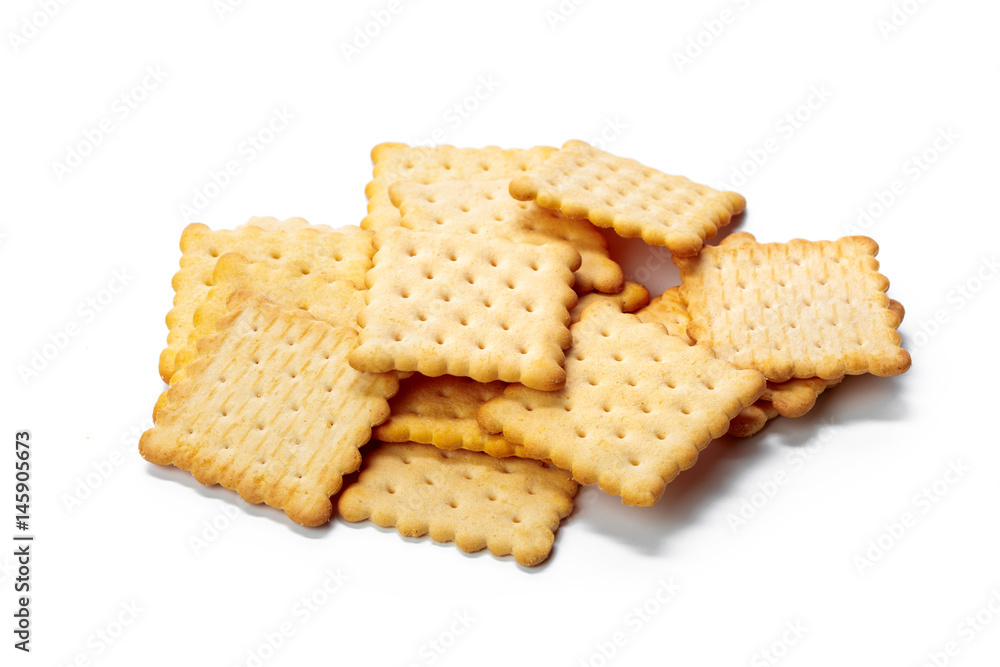 Cracker cookies isolated on white background Cracker cookies isolated on white background