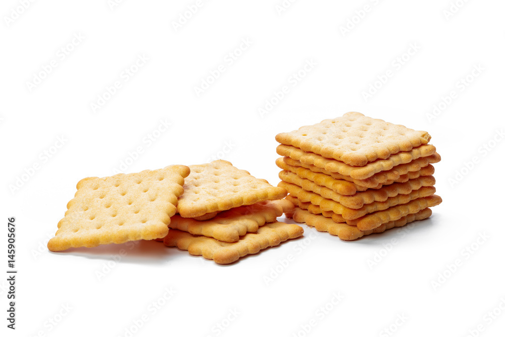 Cracker cookies isolated on white background Cracker cookies isolated on white background