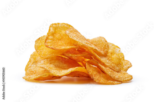 Foto Potato chips isolated on white background