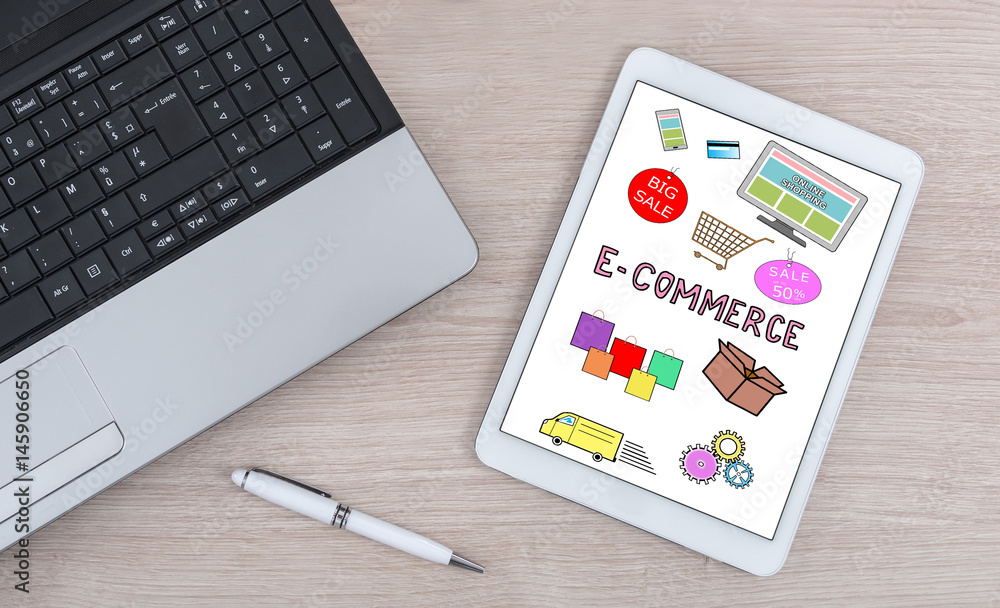 E-commerce concept on a digital tablet E-commerce concept on a digital tablet