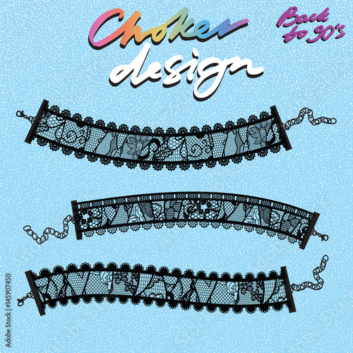 Choker design. Collection of chokers.