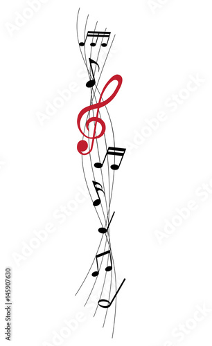 Musiknoten mir rotem Violinschlüssel