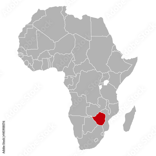 Simbabwe auf Afrika Karte