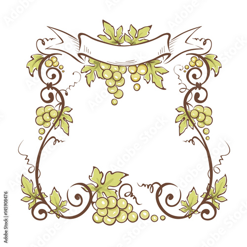Frame from green grapes / Vector illustration, floral design element