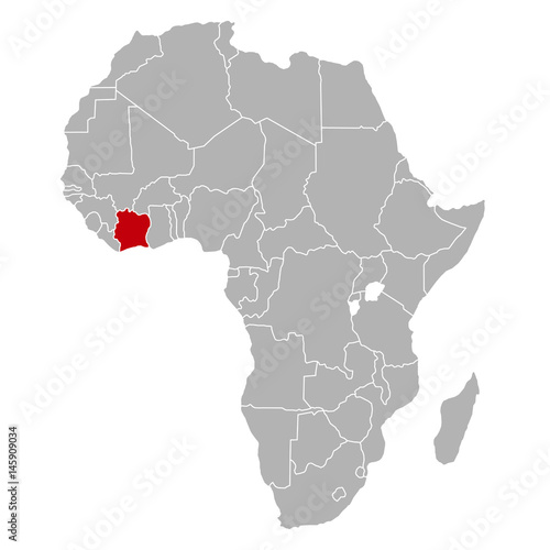 Elfenbeinküste auf Afrika Karte
