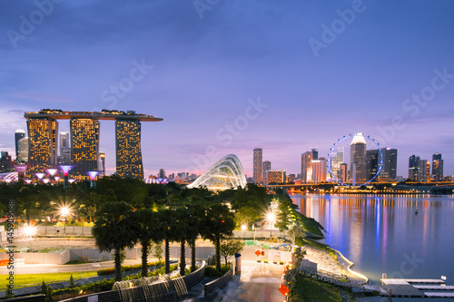 singapore city skyline night view background, this image for night city and landscape