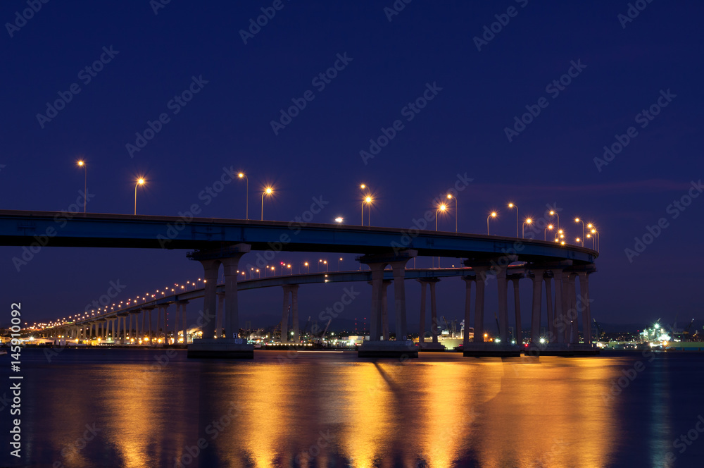 Coronago bridge at night, San Diego, California Coronago bridge at night, San Diego, California